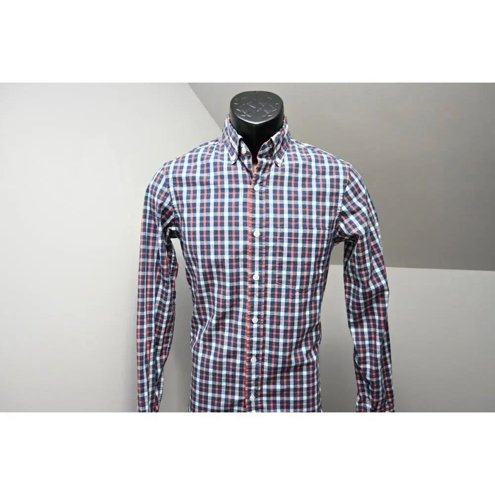 J Crew Flex‎ Oxford Slim Fit Dress Shirt Plaid Button Up Mens XS XSMALL